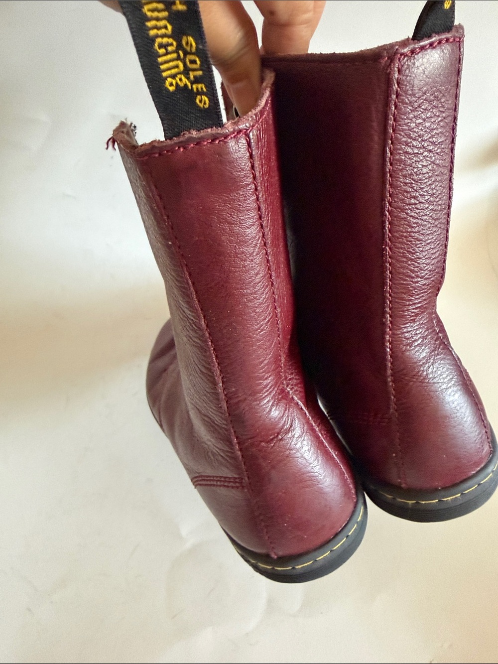 Dr. Martens Burgundy Leather Lace-Up Combat Boots - Picture 5 of 11